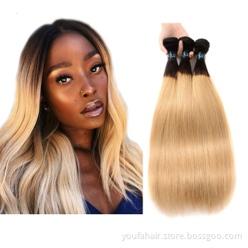 12A 100% Raw Brazilian Human Hair Ombre Color 1b/27 Bundles with HD Lace Frontal Closures Virgin Hair Weave Extension Vendors